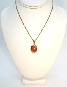Authentic Gold Plated 925 Sterling Silver Amber Pendant on 925 Chain 4.8 grams