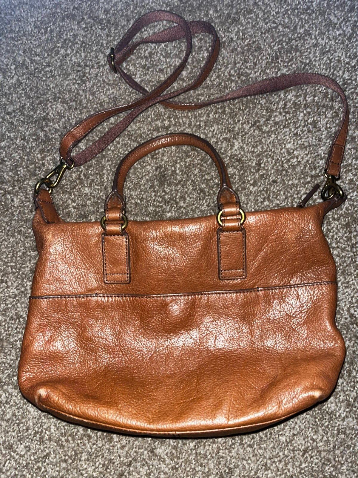 Fossil Medium Brown Leather Embossed Geometric Pa… - image 7