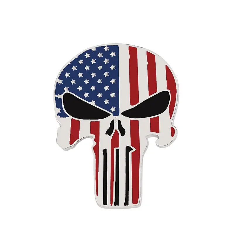 THE PUNISHER PIN Stars & Stripes Skull Law Enforcement Gift Enamel Lapel Brooch