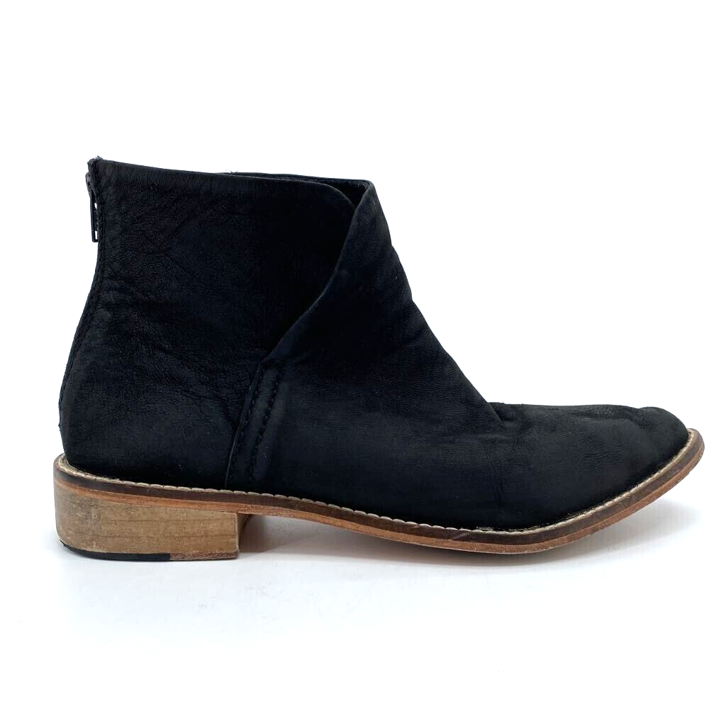 Free People Womens Century Ankle Boots Booties Black Leather Flat