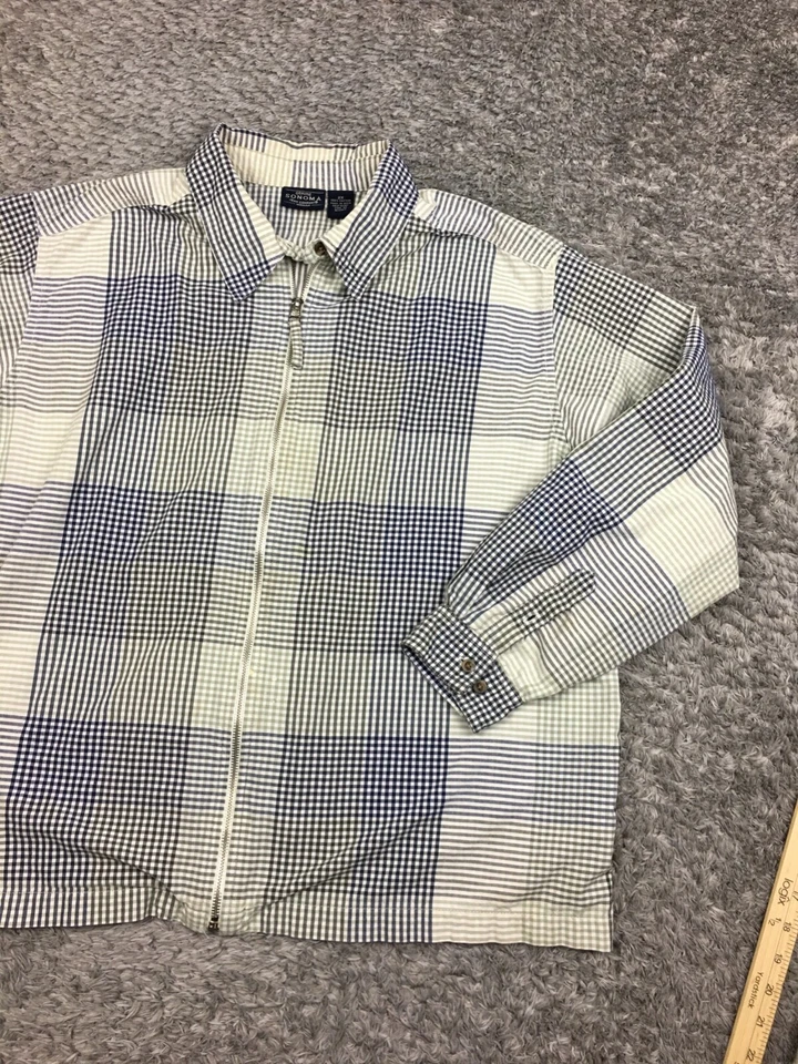 Chaqueta Sonoma para mujer talla 2X verde azul a cuadros cremallera completa Foto 2 de 4