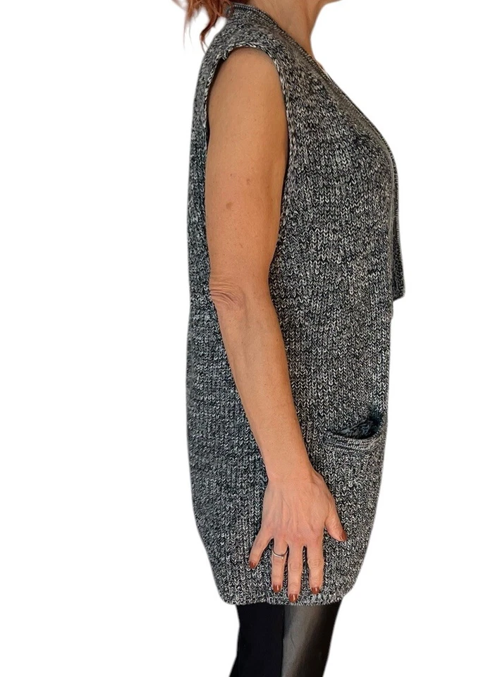 BANANA REPUBLIC SUÉTER CARDIGÃ LONGO LÃ MALHA PRETO ABERTO SEM MANGAS XS - Imagem 4 de 4