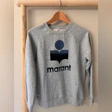 Isabel Marant Etoile grey Milly sweatshirt blue ombre logo front sz 2
