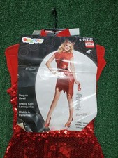 Disguise Costume Womens Small 4 - 6 Red Sequin Devil Dress Belt Tail Headband