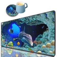 Extended Gaming Mouse Pads and Coasters, Desk mats with Waterproof Stitched E...