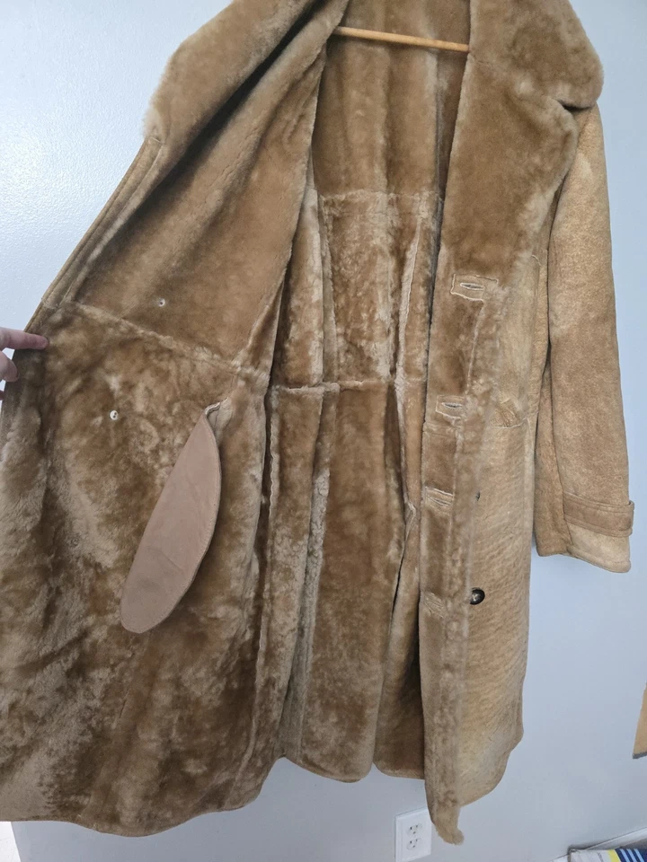Abrigo Chaqueta Larga Sawyer Napa CA Primavera Cordero Piel de Oveja, Hombres Talla 44L, Años 80 *leer Foto 2 de 4
