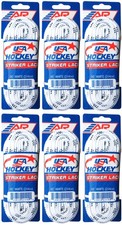 A R Sports USA Hockey Striker Laces, Non-Waxed 96" - White 6-Pack
