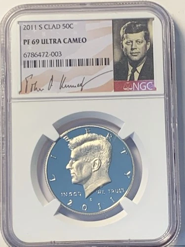 2011 S Clad 50c Kennedy Half Dollar NGC PF69 Ultra Cameo Signed John F Kennedy