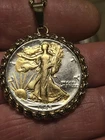 1945  Walking Liberty American Coin Half  Dollar Pendant Necklace