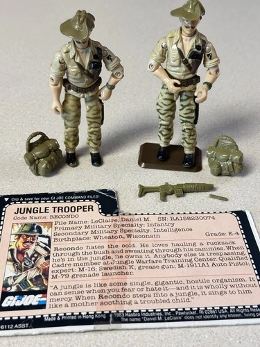 **READ** GI Joe 1984 Recondo v1 Lot Two Color Variations w/ Accessories **Read**