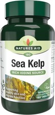Image of Natures Aid Sea Kelp 187mg – 180 Vegan Tablets – High Strength Iodine...