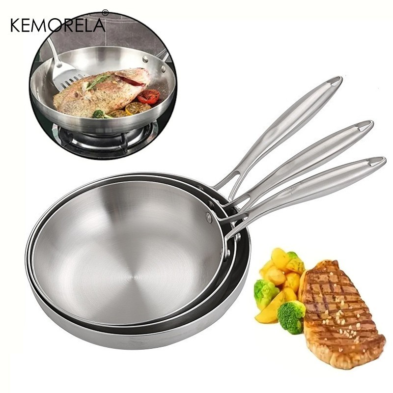 2/3PCS Stainless Steel Frying Pan Set – 5-Ply, Nonstick, 22–28cm