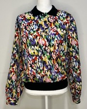 Vintage 80s  Notations  Multicolored Funky Splatter Print Blouse Size 12