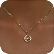 Gold Necklace for Women 14K Gold Plated Dainty Pendant Chain Puffy Heart Italian