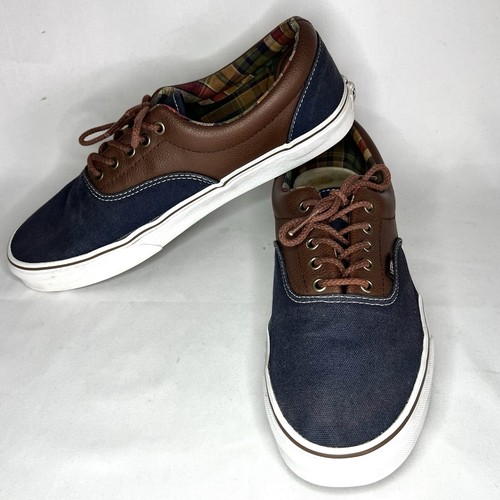 Vans Herren Größe 12 Braun Leder Blau Canvas Niedrig Schnürschuhe Boot Stil Schuhe
