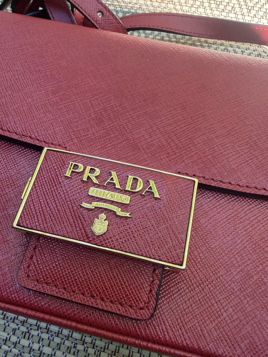 Prada Red Embleme Flap Bag Saffiano Leather Small | eBay Prada Red Embleme Flap Bag Saffiano Leather Small | eBay