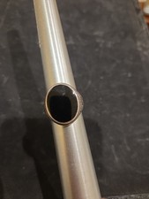 Black Onyx Etched 925 Sterling Silver Ring Size 10