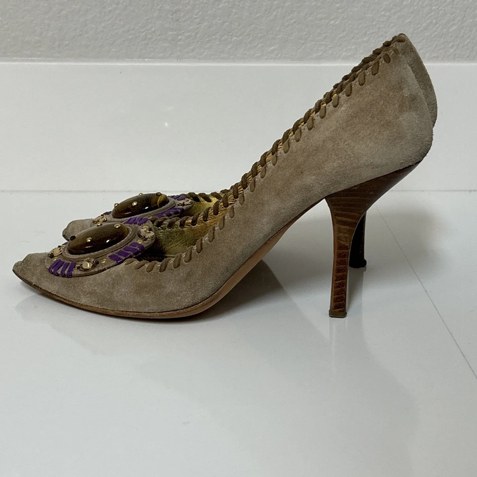 Vintage Prada Heels Vero Cuoio Size 37 - Image 3 of 4