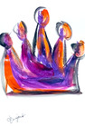 Guajardo Art: Purple and Orange Crown 9X6 Paper Signed Home Decor — photo 2