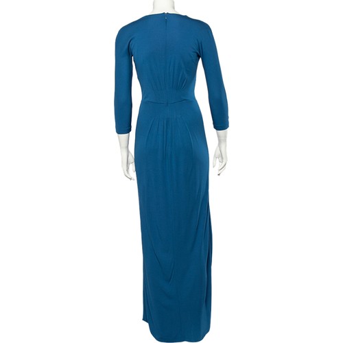 Bottega Veneta Blue Crepe V-Neck Long Sleeve Maxi Dress S - Picture 3 of 7