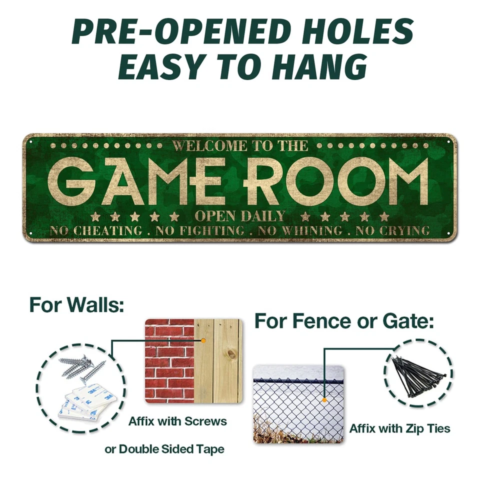 Game Room Décor 4" x 16", Metal Aluminum Novelty Tin Sign Décor Man Cave Signs - Image 3 of 4