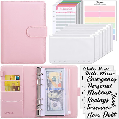 SKYDUE Budget Binder, Money Saving Binder with Zipper Envelopes, Cash Envelopes