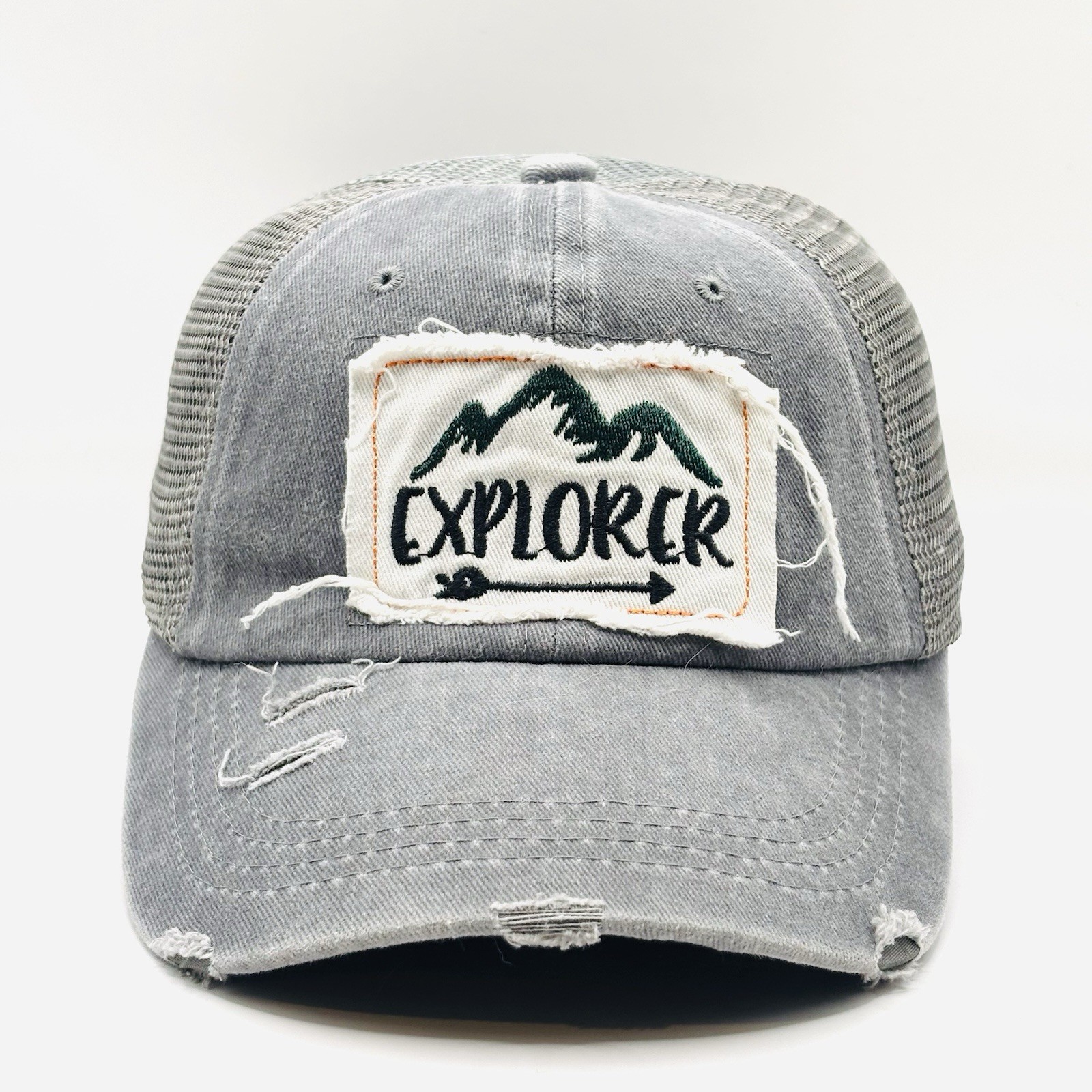 Explorer Patch Vintage Distressed Hat Trucker Cap… - image 1