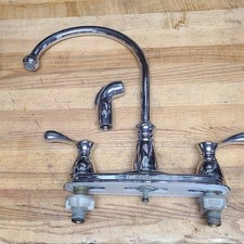 Moen Caldwell 2 Handle High Arc Kitchen Faucet w/Side Spray Chrome Used
