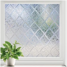 Window Privacy Film, Decorative Privacy Window Film Sun Blocking, Frosted Glass 