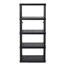 Black 5-Tier Plastic Garage Storage Shelving Unit (32 In. W X 72 In. H X 14 In.