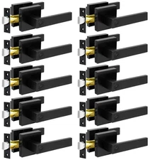 KAMOTA Privacy Door Levers, 10 Pack Matte Black Door Handles Bed and Bath Doo...