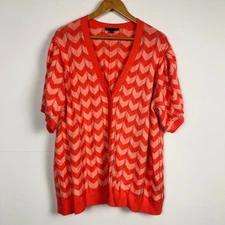 DG2 Women's 100% Organic Cotton Chevron Stripe Button Front Cardigan Sweater 2X