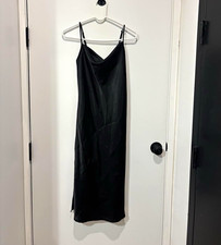bebe Women's Black Satin Full Slip, Adjustable Straps, Size XS