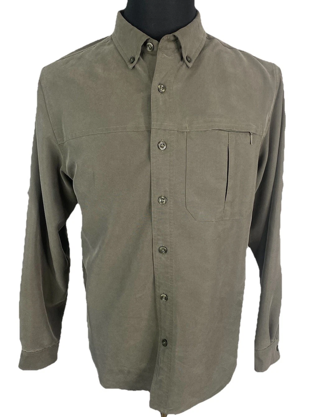 The North Face Shirt Mens Small Green Roll Tab Sleeve Modal Twill Button Down