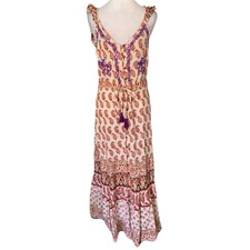 NWT RAGA Womens Small Floral Sleeveless Embroidered Boho Cottagecore Maxi Dress 