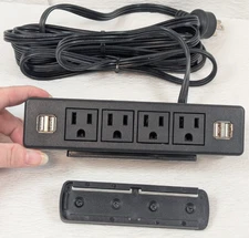 4 Outlet Desk Power Strip with 4 USB Ports - 6ft Cord