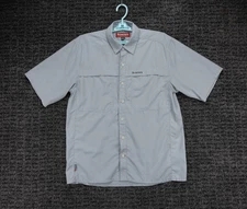 Simms Shirt Mens Medium Gray Performance Fishing Vented Short Sleeve Outdoor