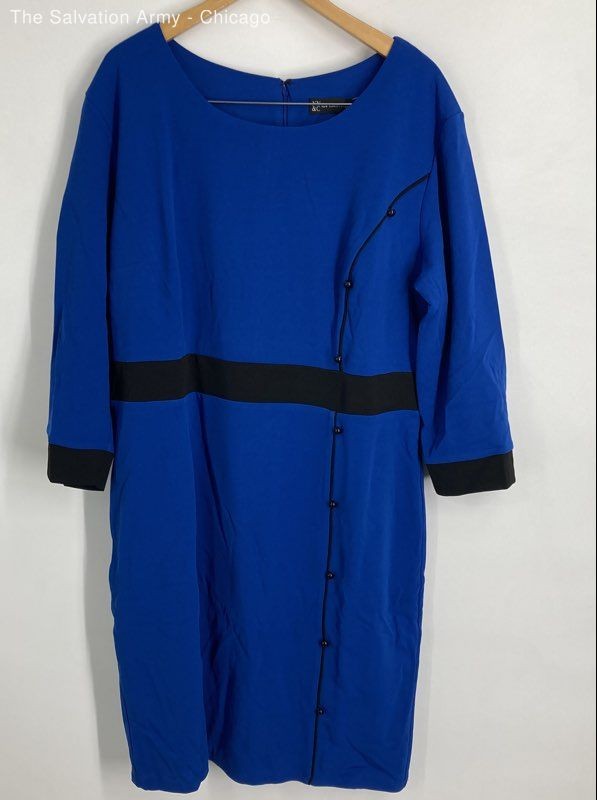New York & Company Womens Blue Black 3/4 Sleeve Sheath Dress Size 2XL