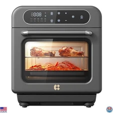 8-in-1 Steam Oven Air Fryer, 12L Countertop Mini Convection Oven, Grey