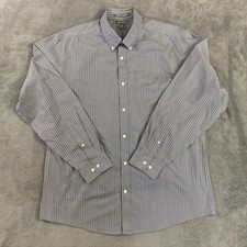 Eddie Bauer Shirt Mens L Wrinkle Free Fit Long Sleeve Gray Stripe Preppy Button