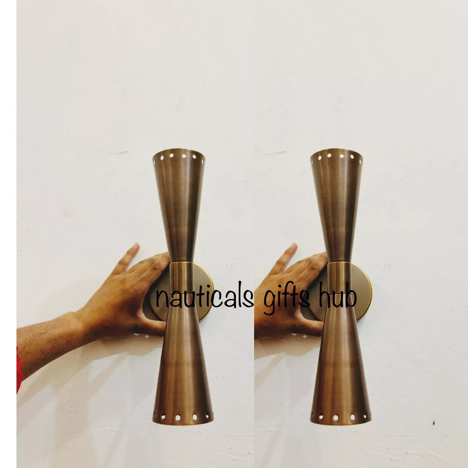 Vintage 1950s Italian Brass Wall Sconce Fixture with 2 Bulbs Mid Century Lighting