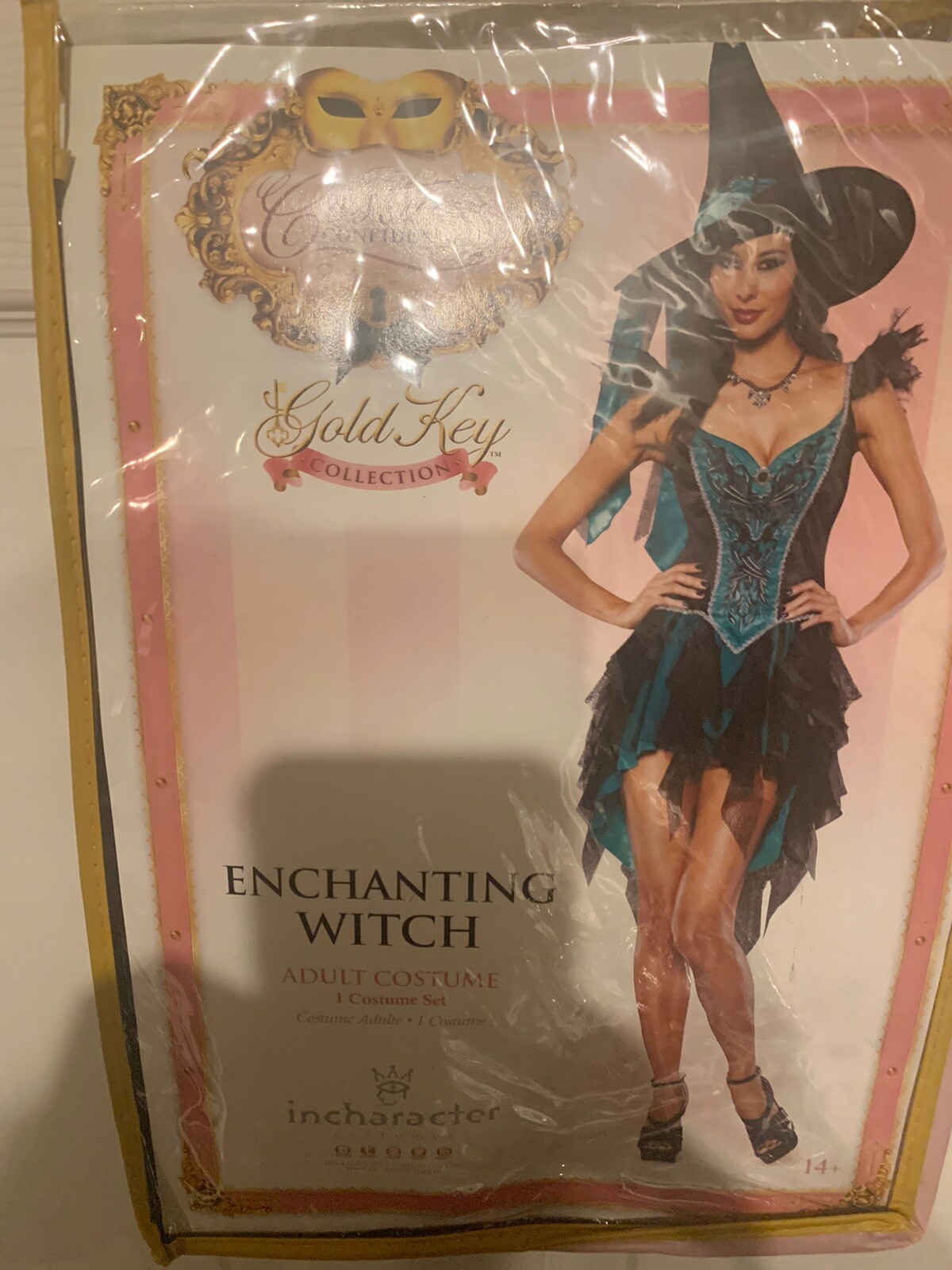 NWOT Sexy Enchanting Enchanted Witch Costume Black Teal Adult Size S Dress Hat