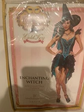 NWOT Sexy Enchanting Enchanted Witch Costume Black Teal Adult Size S Dress Hat