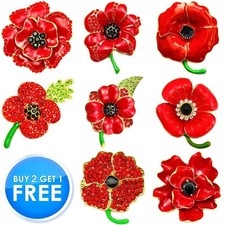 NEW RED ROSE LILY TULIP DAISY PIN BACK ENAMEL CRYSTAL BROOCH VINTAGE BADGE 2026