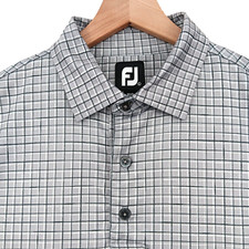 FootJoy Golf Polo Shirt Mens Large Grey Graph Check Performance Stretch Logo