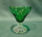 Vintage Anchor Hocking Forest Green Boopie Clear Swirled Foot Dessert Glass