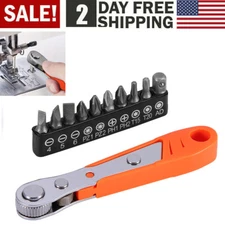 Ratcheting Right Angle Screwdriver Hex Drive 90 Degree Offset W/ 10PCS Bits Set