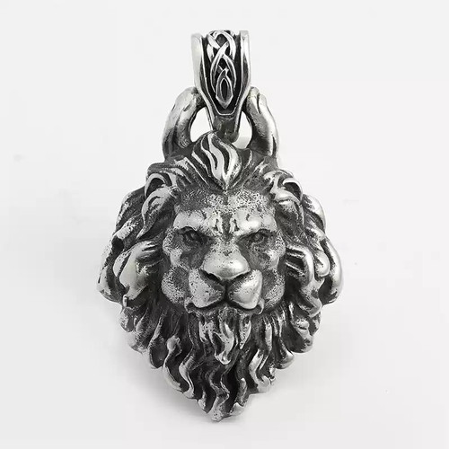 Lion King head 925 sterling silver handmade heavy biker punk Goth men's bracelet - Imagen 23 de 23