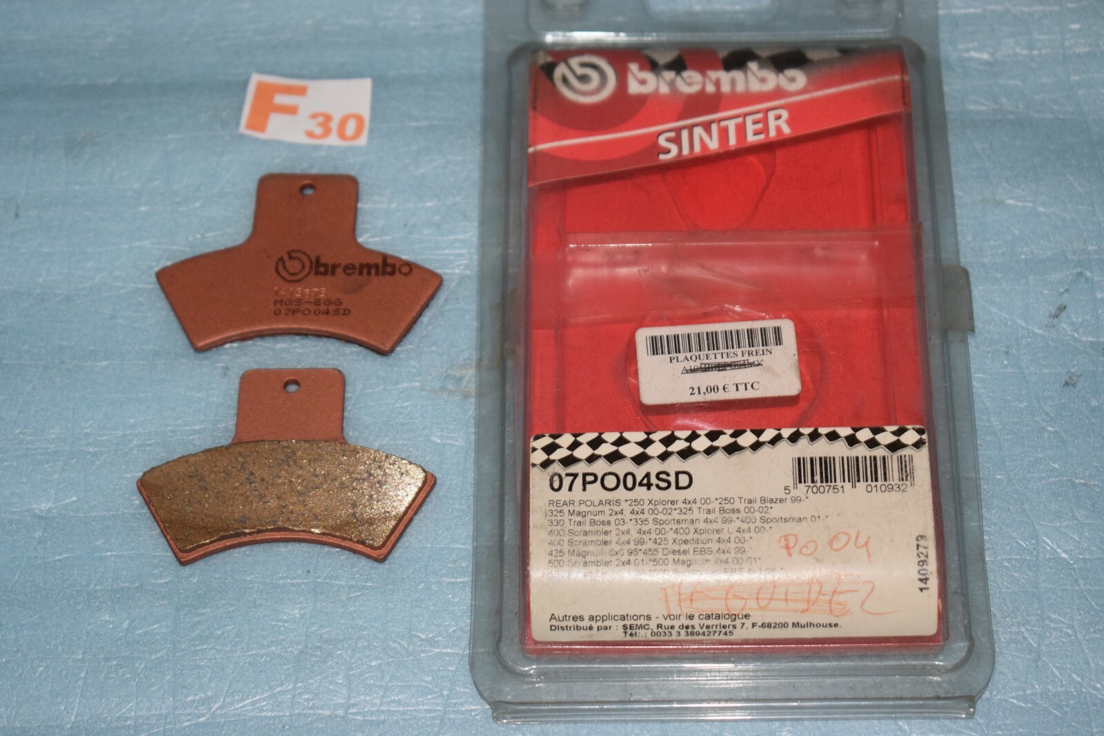Plaquette de frein pour Polaris Trail Boss 250 entretien rando