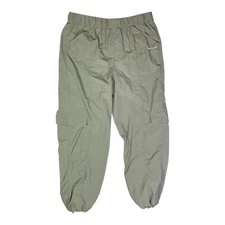 Wilo The Label Size L Pull-On Green Jogger Pants Cinch Cuffs Nylon